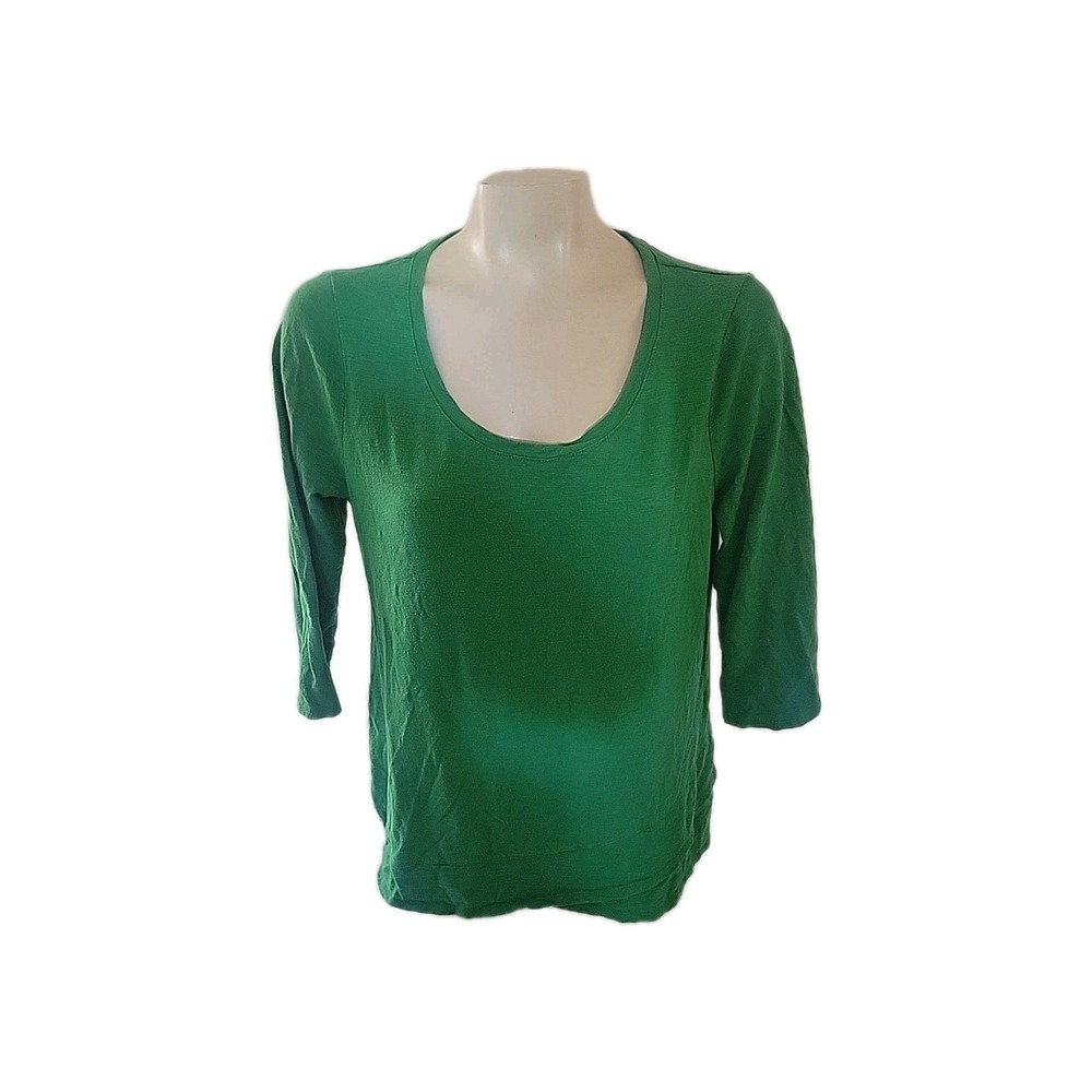 Women's Chicos Tunic Top Size 1 M Green 3/4 Sleeve Breathable Comfort Beachy